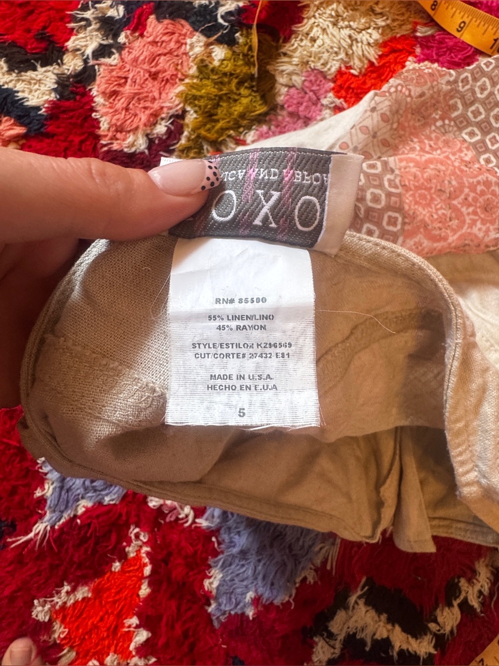 Y2K Vintage XoXo boho Linen Crochet Asymmetrical Skirt Sz SM - Picture 8 of 9